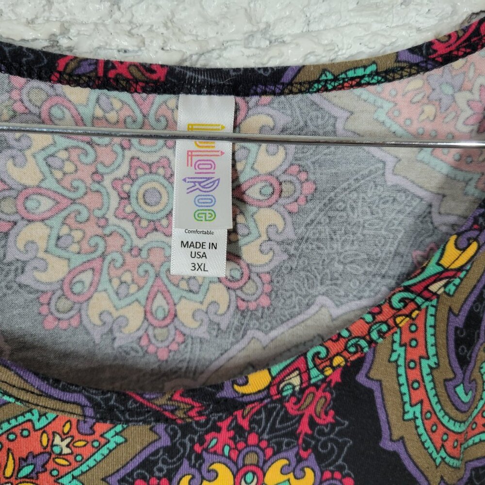 LuLaRoe 3XL Asymmetric Tunic Tee Paisley Multi-Color Plus Size Top PAI46E - Picture 7 of 9